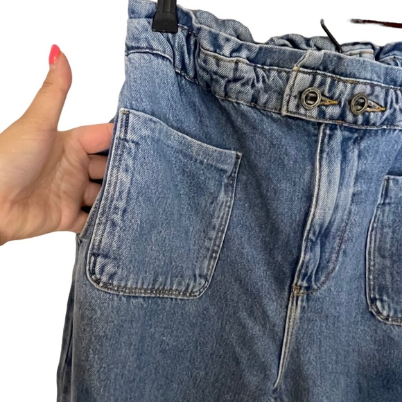 Zara Womens High Rise Paperbag Tapered Balloon Style Jeans Size 4 Medium Wash - Picture 6 of 11